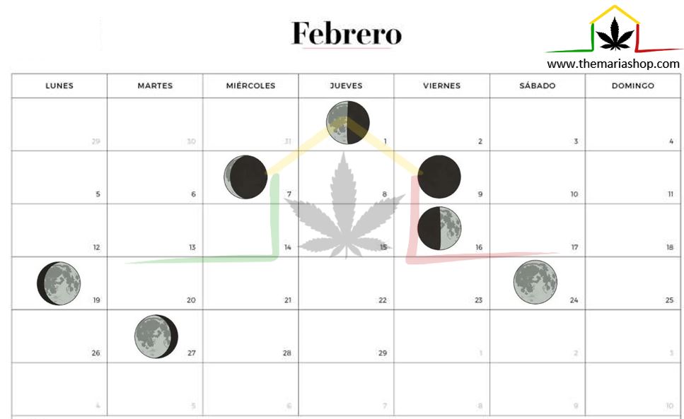 Calendario lunar cannábico Febrero