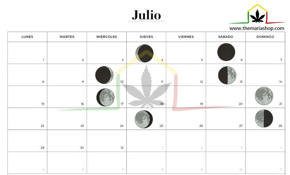 Calendario lunar Julio 2024