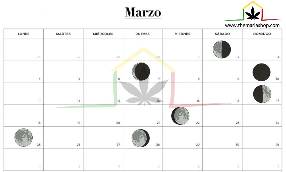 Calendario lunar cannábico Marzo