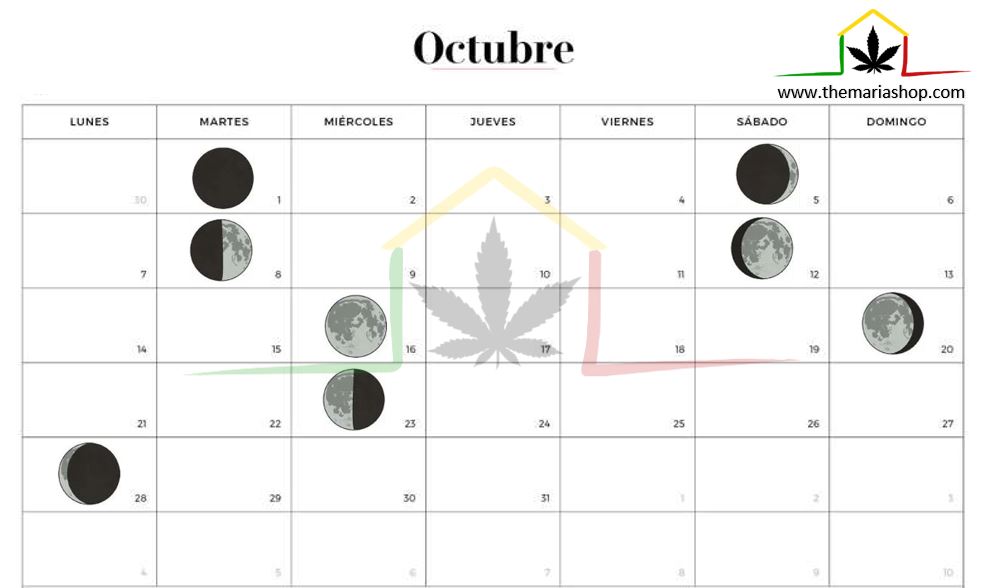 Calendario lunar cannábico Octubre