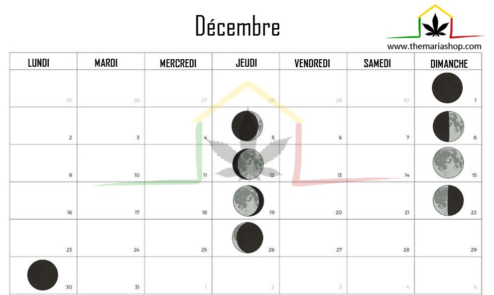Calendrier lunaire Dècembre 2024