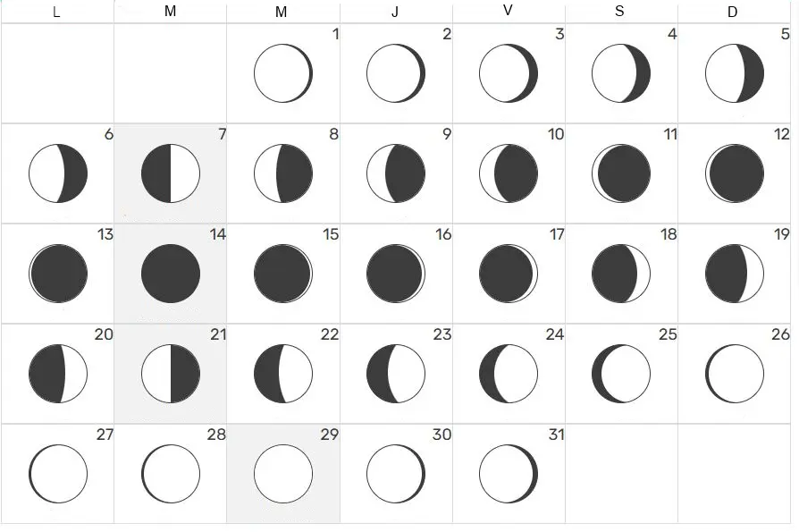 calendario lunar julio 2026