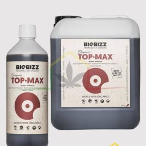Top Max de Biobizz es un estimulador de floración para plantas de marihuana 100% biológico, un producto que hará que tus flores engorden al máximo.
