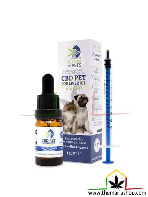 En nuestro grow shop online encontrarás aceite de CBD del 6% de la marca plant for pets. Aceite de hígado de bacalao para mascotas.