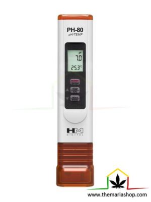 El medidor de pH PH-80 de la marca HM Digital es uno de los mejores medidores digitales para el cultivo de cannabis, cómpralo al mejor precio en Themariashop.