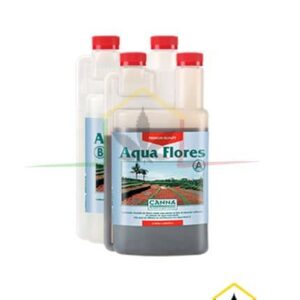 Canna Aqua flores a+b es un fertilizante de floración para plantas de marihuana cultivadas en sistemas hidropónicos, NFT, etc. Puedes comprarlo en Themariashop
