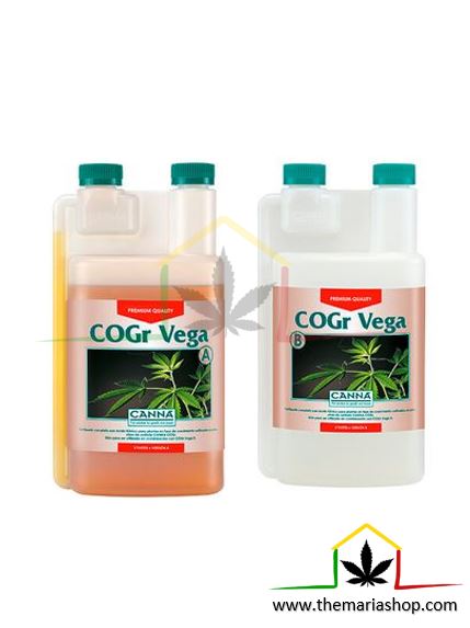 Canna COGr vega a+b es un fertilizante de crecimiento para plantas de marihuana cultivadas en slabs de coco. Puedes comprarlo en Themariashop