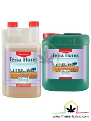 CANNA Terra flores 1 Litro, abono mineral para la fase de floración de plantas de marihuana, disponible en 1 litro y 5 litros.