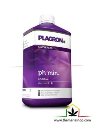 PH Min de Plagron es el producto ideal para bajar y regular el pH del agua de riego de plantas de marihuana. Puedes comprarlo al mejor precio en Themariashop.