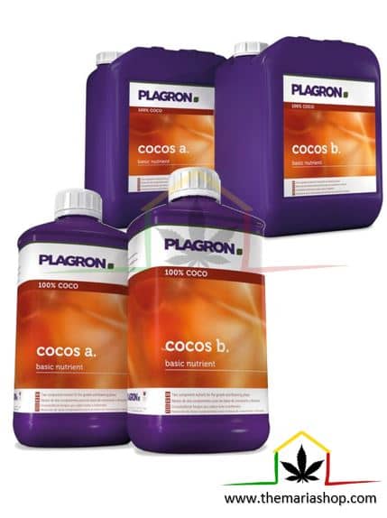 Coco A + B de Plagron es un abono en dos partes para el cultivo de marihuana en sustrato de coco. Puedes comprarlo al mejor precio en Themariashop.