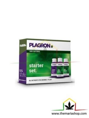 Starter Set 100% Biológico de Plagron, mini pack de fertilizantes para el cultivo de plantas de marihuana. Puedes comprarlo al mejor precio en Themariashop.