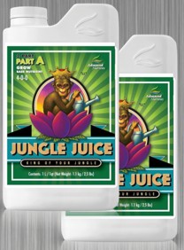 Jungle Juice Grow A+B, es un fertilizante orgánico para plantas de marihuana en fase de crecimiento de la marca advanced nutrients.