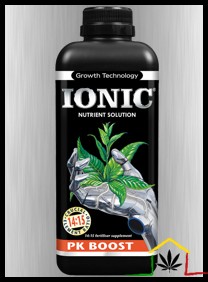IONIC PK BOOST de Growth Technology, es un estimulador de floración para cultivar marihuana en tierra, coco e hidroponía que podrás comprar en Themariashop.