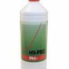 HY-PRO -pH MENOS, sirve para bajar el pH del agua, esta compuesto por un 38% de ácido nítrico, que podrás comprar en nuestro grow shop.