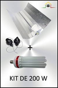 Kit iluminación CFL Bajo consumo 200w, ideal para el cultivo de marihuana en espacio reducidos tanto en crecimiento como en floración.