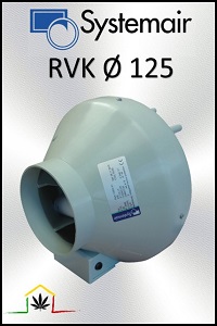 Air extractor RVK 125 A1 225m3/h, ideal for indoor marijuana crops, that you can buy in our grow shop.