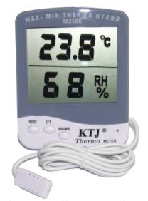 Termo higrómetro digital TA218C con sonda, ideal para medir la temperatura y humedad de tu cultivo interior.