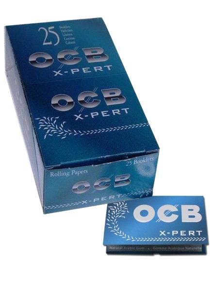 Papel de liar para fumar OCB XPERT blue doble, caja de 25 libritos que puedes comprar en nuestro grow shop Themariashop.