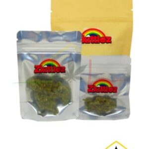 Zkittlez CBD flowers grown indoors. Its CBD content is less than 15%, and less than 0.2% THC.
