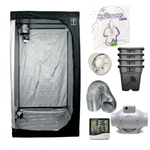 Kit indoor 80x80 básico con armario Cultibox Light 80x80x160, LED Cosmos 150W, extractor e intractor