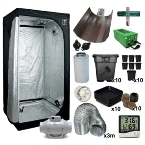 Armario de cultivo 120x120x200 equipado con foco de sodio 600W, extractor, intractor y filtro de carbón