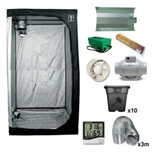 Armario cultivo barato 600W con armario Cultibox Light 120x120x200, foco de sodio y extractor