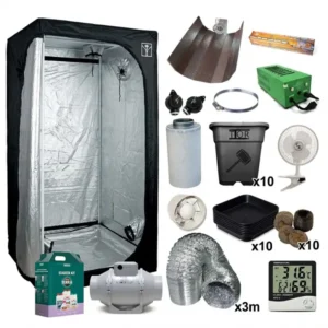 Kit cultivo interior 600W completo con armario Cultibox Light 120, foco de sodio y abonos Canna