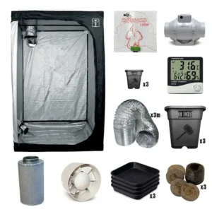 Kit cultivo LED 60x60 con armario Cultibox Light 60x60x140, LED Cosmos 120W, extractor y filtro de carbón