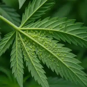 Hoja infectada pulgón